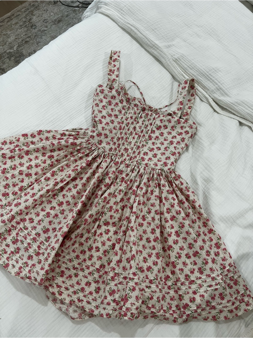 House of Cb Natassia White Rosebud Print Cotton Mini Dress - Picture 5 of 6